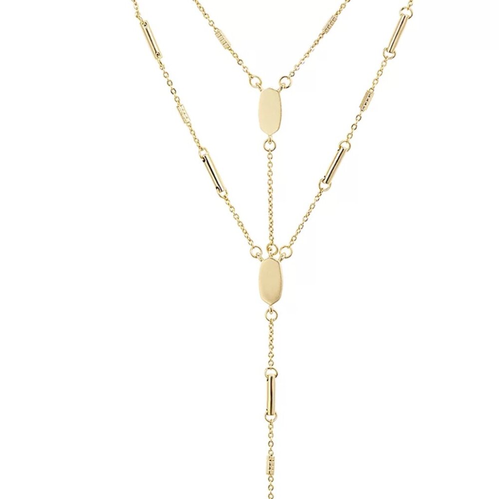Kendra Scott Adelia Gold Layered Lariat Necklace, 18" NWT
